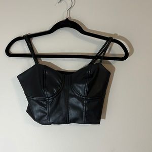 Express faux leather top